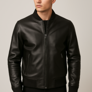 Royal Round Neck Leather Jacket
